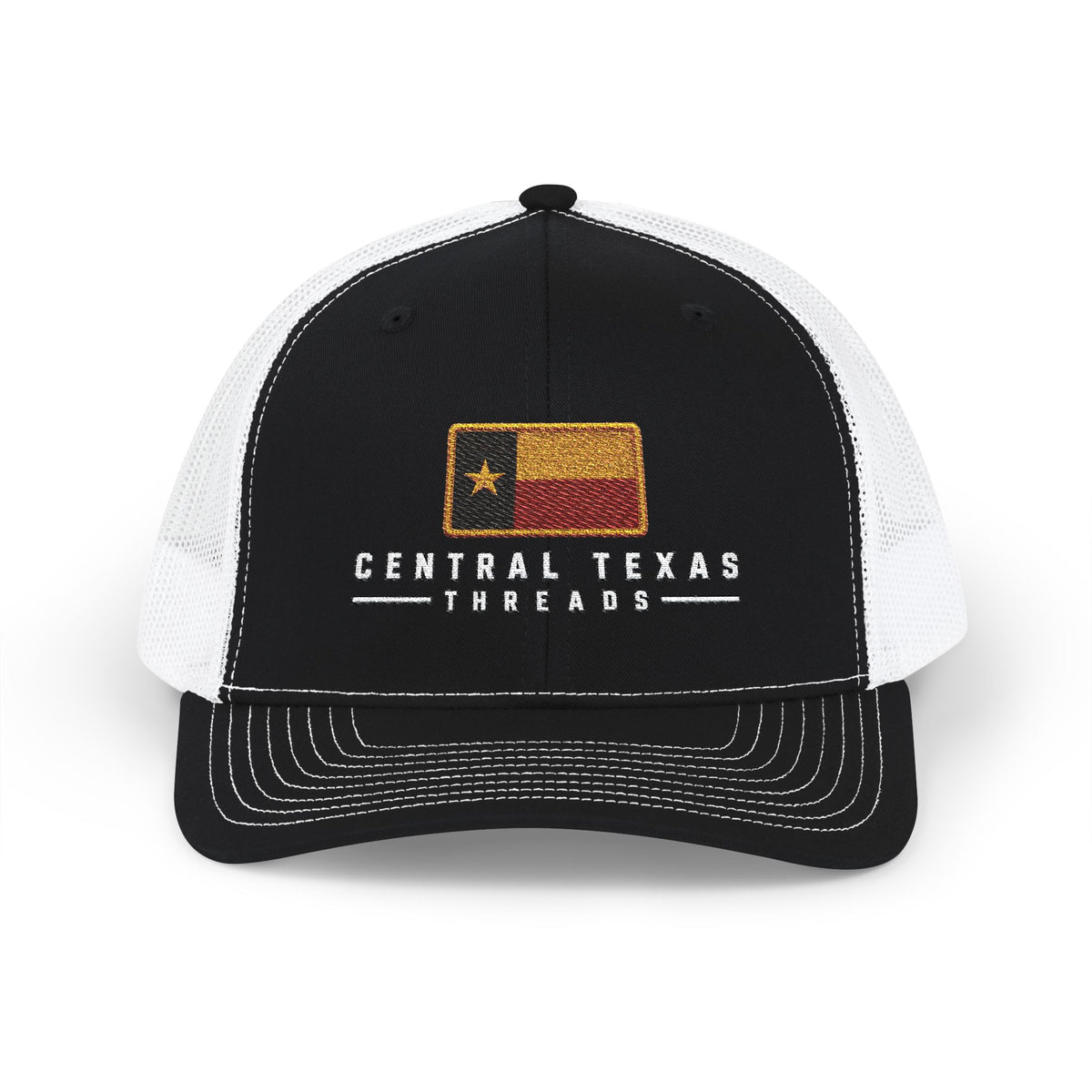 Central Texas Threads (Texas Flag, Rustic) Trucker Cap, SnapBack, Embroidered