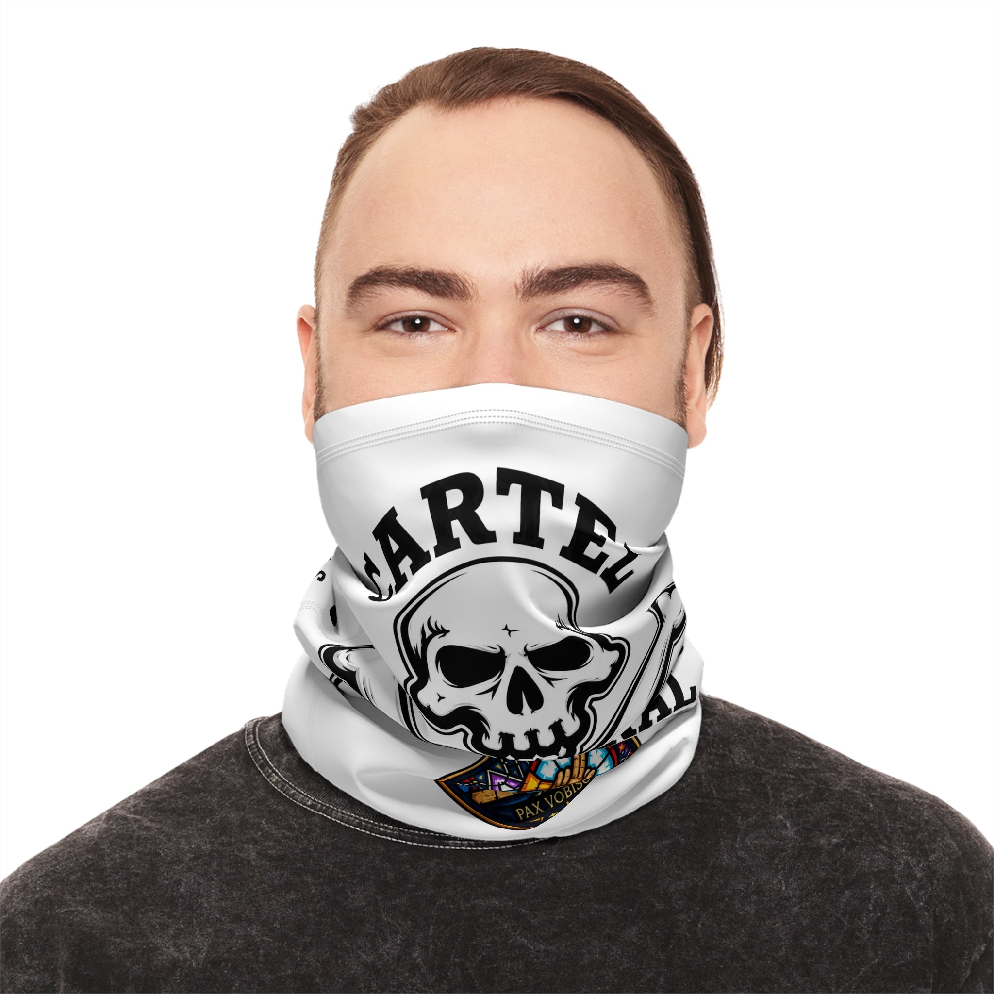 Central Texas Threads Neck Gaiter — Winter Face Mask with Drawstring, Cartel Skull & Lone Star Design
