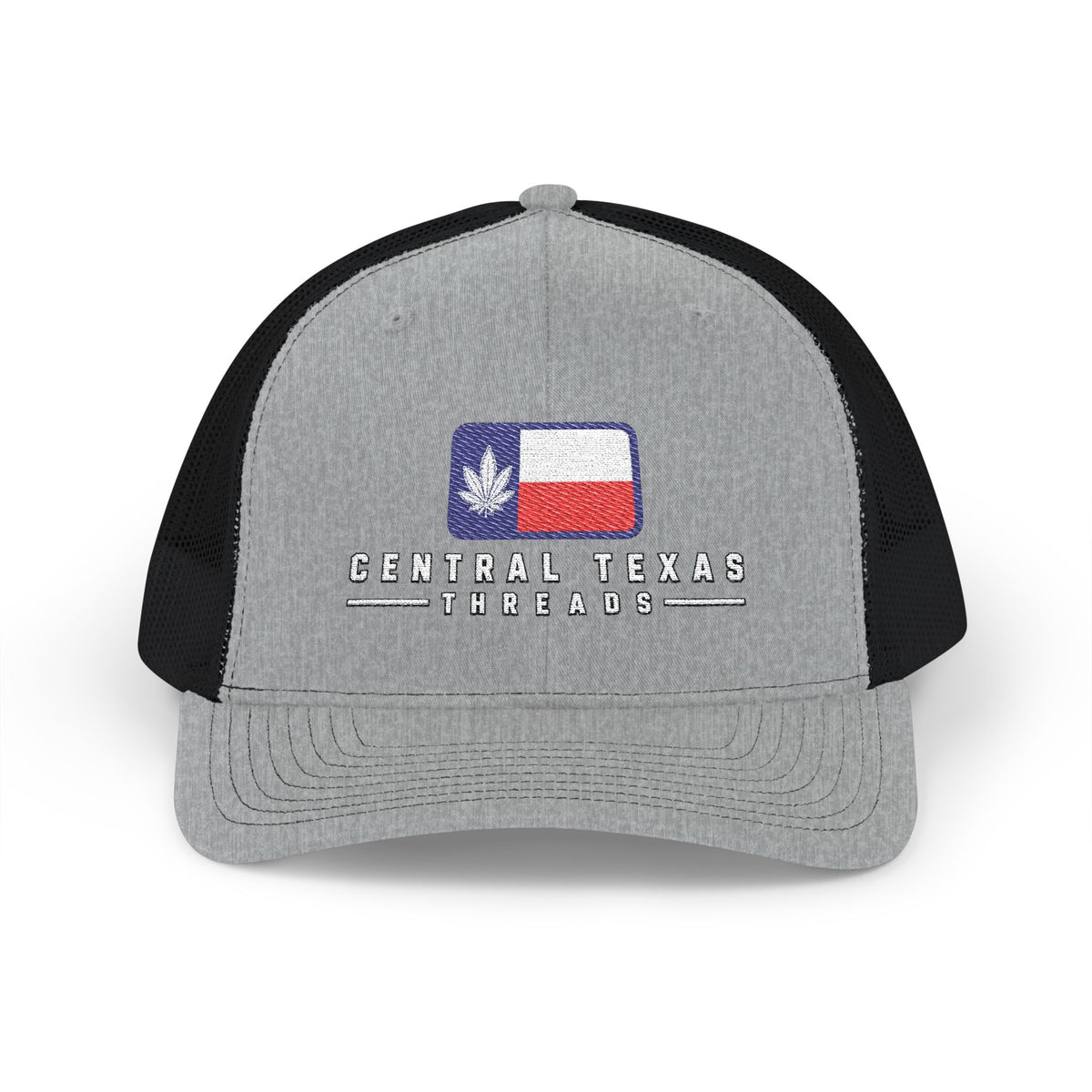 Central Texas Threads (Texas Flag White Pot Leaf) Trucker Cap, SnapBack, Embroidered