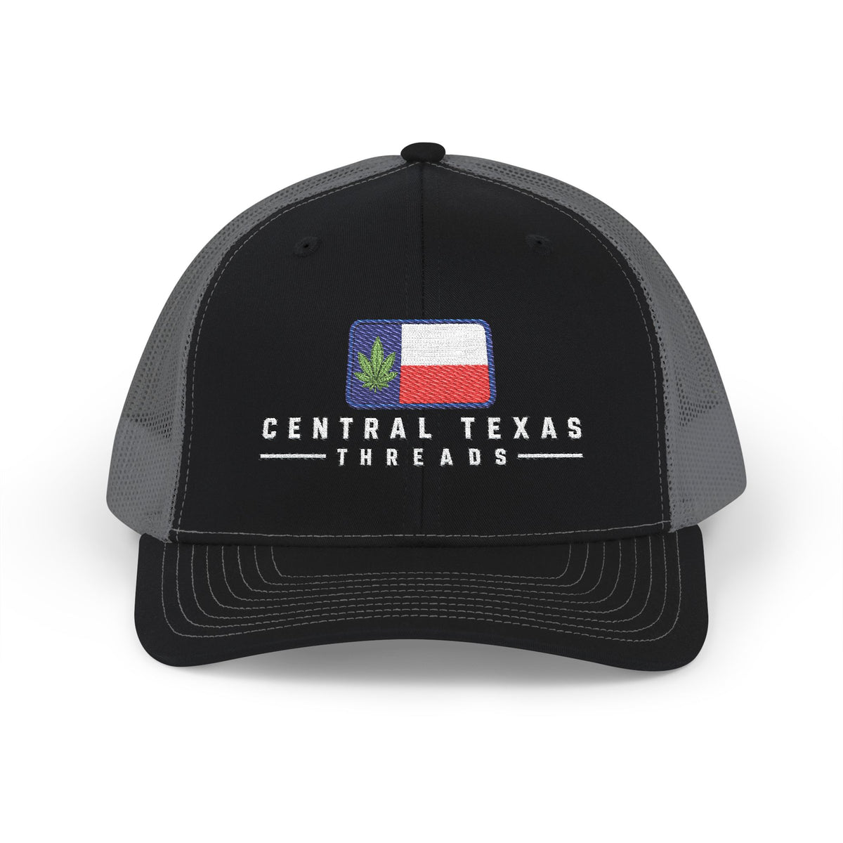 Central Texas Threads (Texas Flag Green Pot Leaf) Trucker Cap, SnapBack, Embroidered