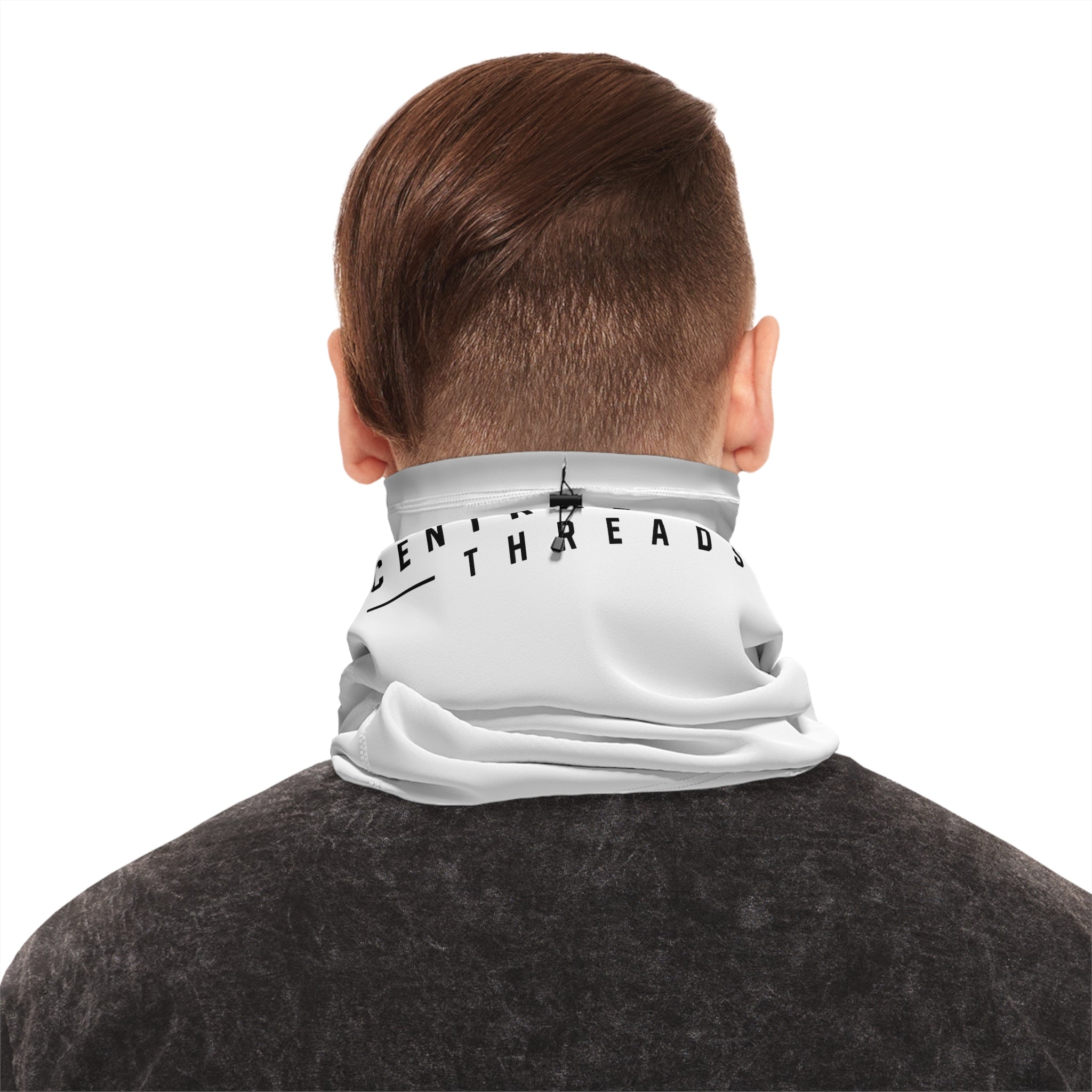 Central Texas Threads All Seeing Eye Winter Neck Gaiter — Drawstring Face Mask (White)