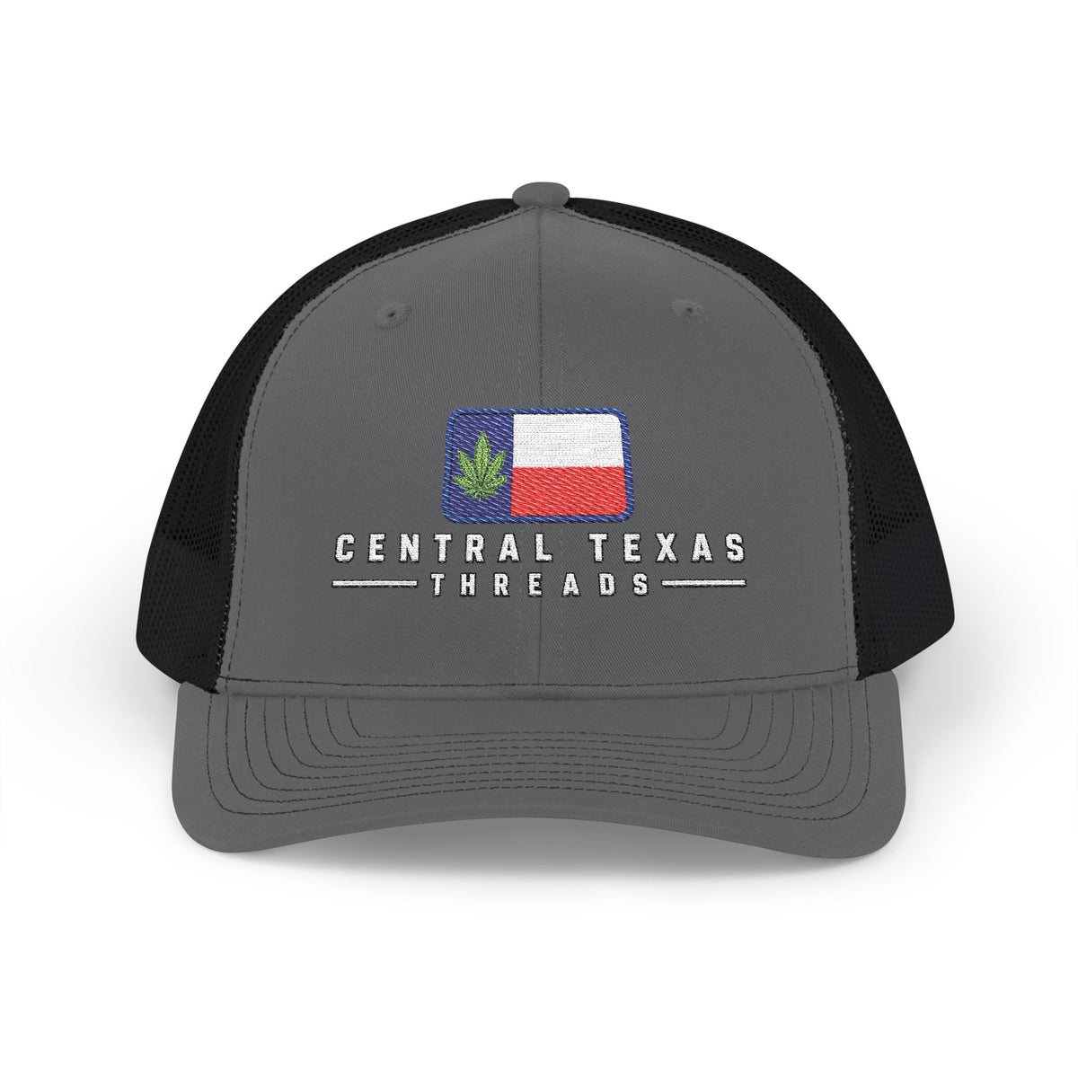 Central Texas Threads (Texas Flag Green Pot Leaf) Trucker Cap, SnapBack, Embroidered