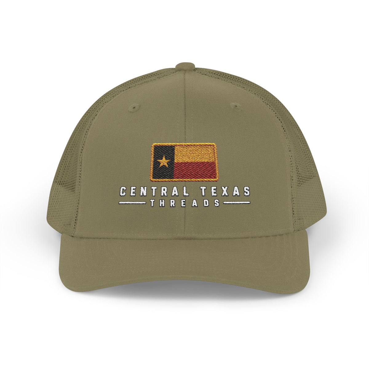 Central Texas Threads (Texas Flag, Rustic) Trucker Cap, SnapBack, Embroidered