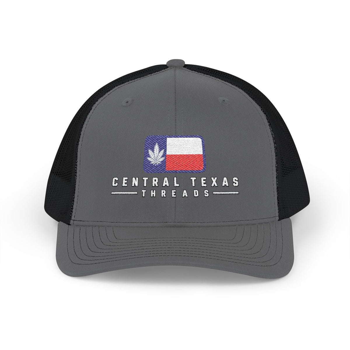 Central Texas Threads (Texas Flag White Pot Leaf) Trucker Cap, SnapBack, Embroidered