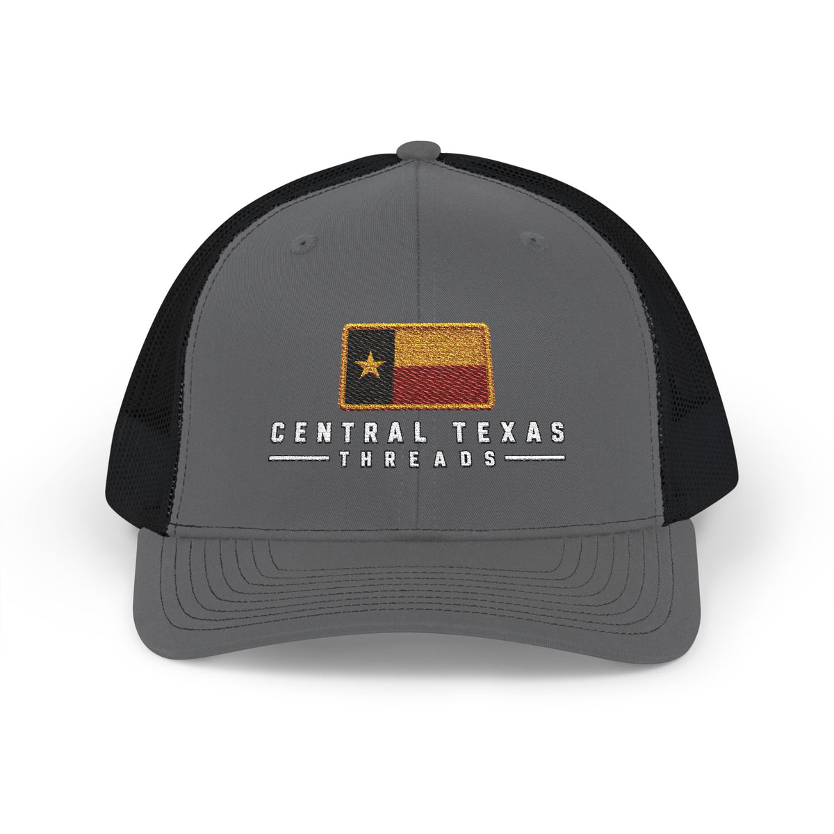 Central Texas Threads (Texas Flag, Rustic) Trucker Cap, SnapBack, Embroidered