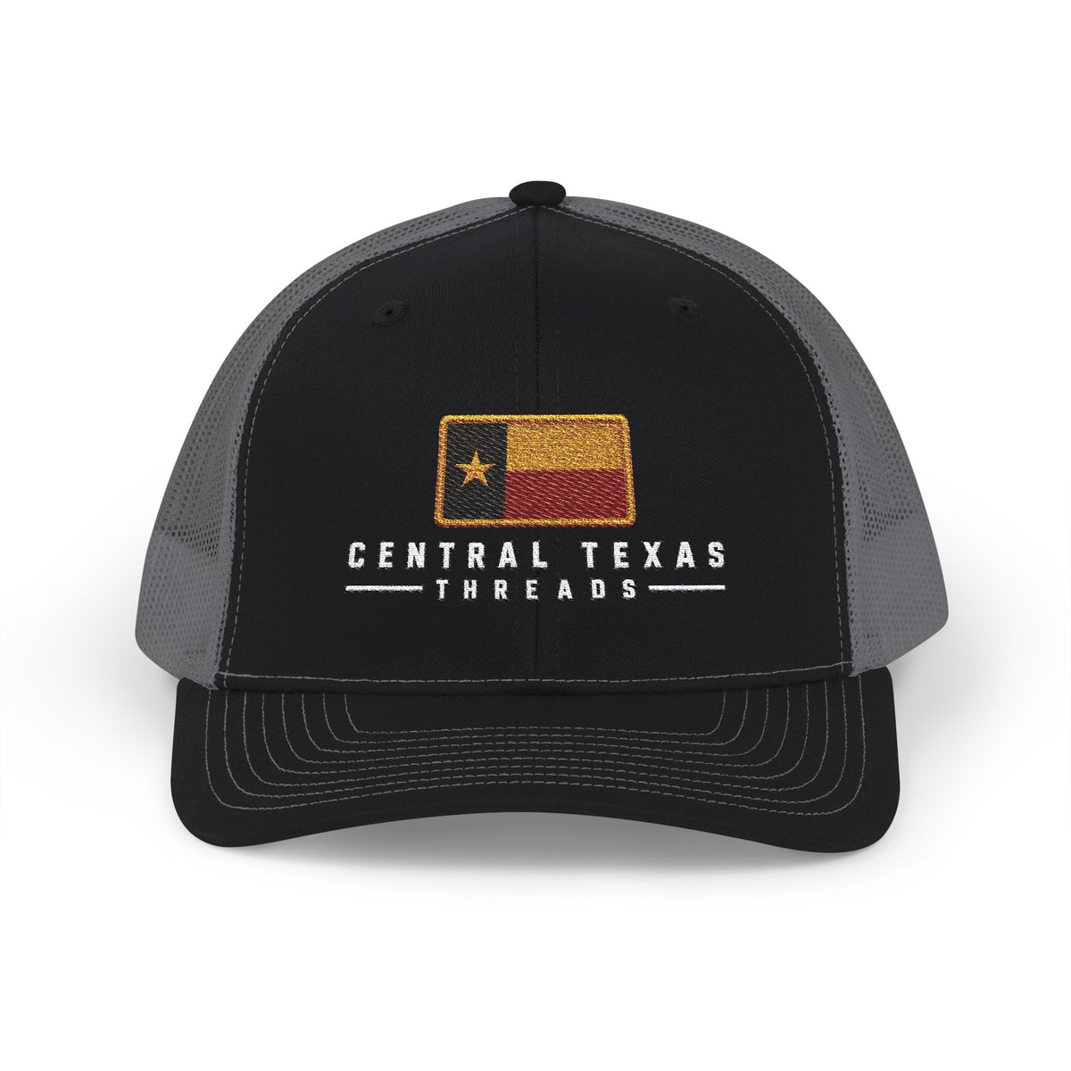 Central Texas Threads (Texas Flag, Rustic) Trucker Cap, SnapBack, Embroidered