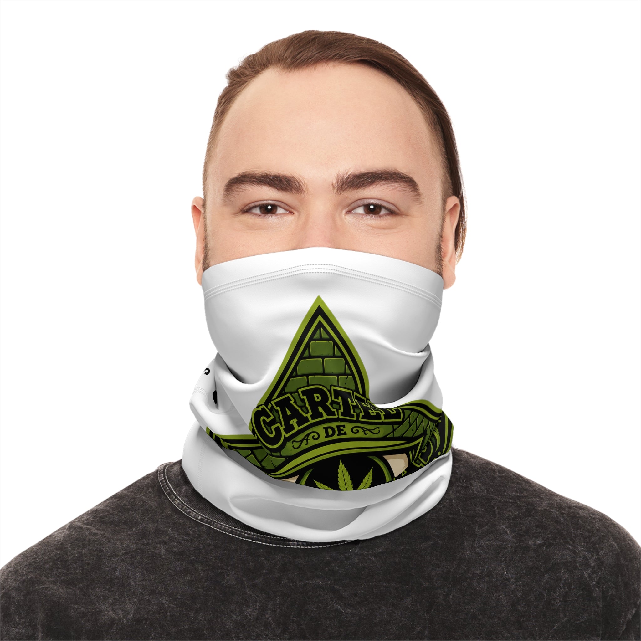 Central Texas Threads All Seeing Eye Winter Neck Gaiter — Drawstring Face Mask (White)