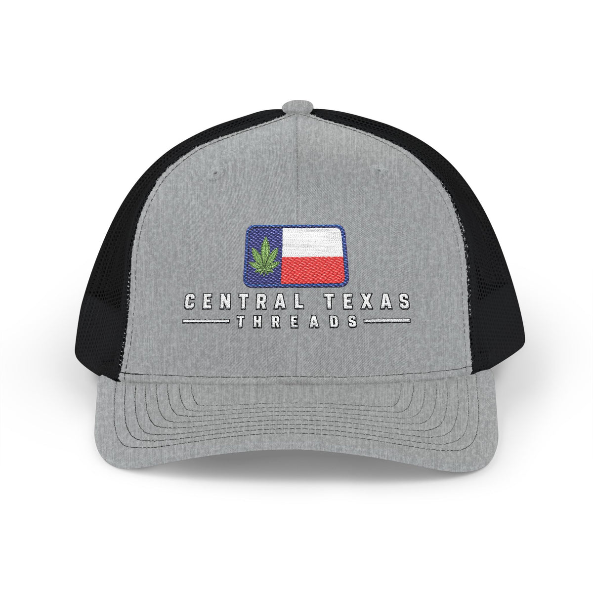 Central Texas Threads (Texas Flag Green Pot Leaf) Trucker Cap, SnapBack, Embroidered