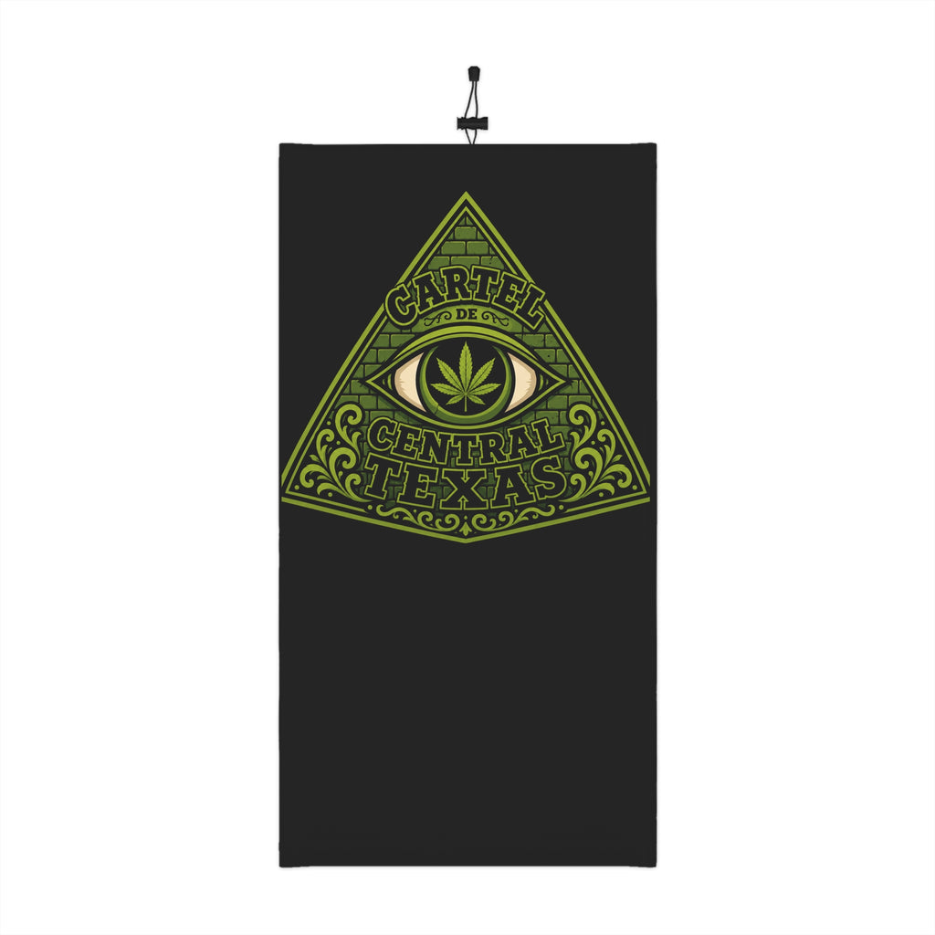 Central Texas Threads All Seeing Eye Winter Neck Gaiter — Drawstring Face Mask (Black)