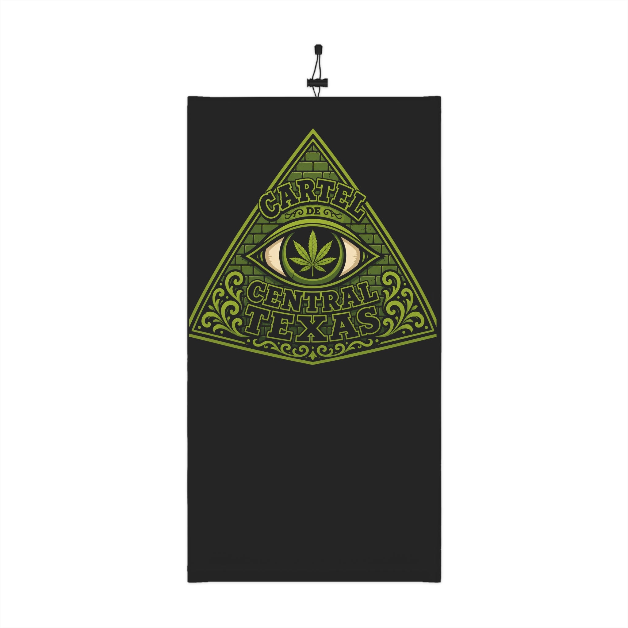Central Texas Threads All Seeing Eye Winter Neck Gaiter — Drawstring Face Mask (Black)
