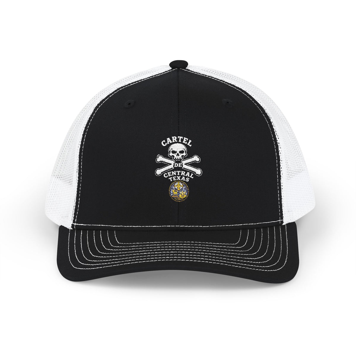 Central Texas Threads (Skull and Bones) Trucker Cap, SnapBack, Embroidered