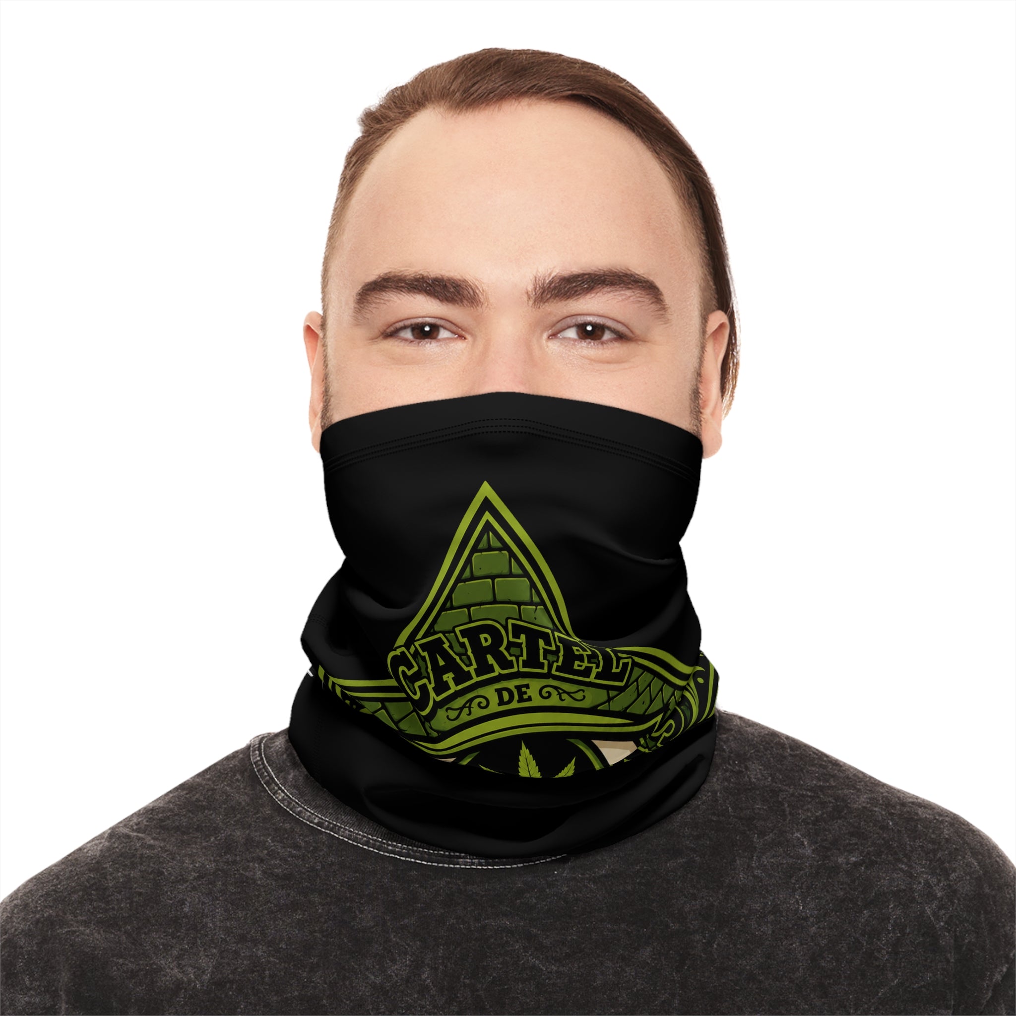 Central Texas Threads All Seeing Eye Winter Neck Gaiter — Drawstring Face Mask (Black)
